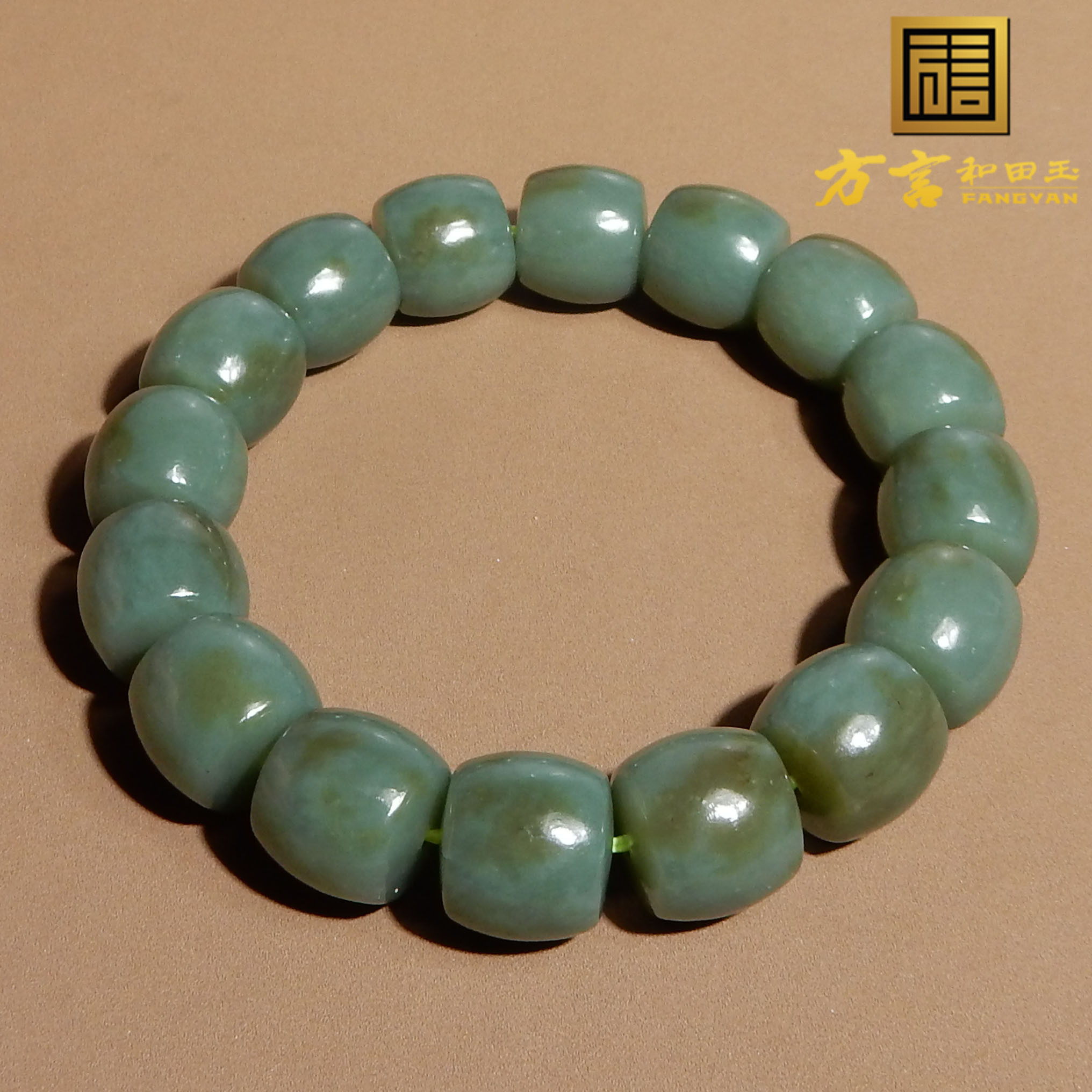 方言男女和田玉蓝色调带糖手串
