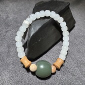 新中式 方言新疆和田玉老坑且末高脂高糯羊脂白檀木6mm老型手串S6