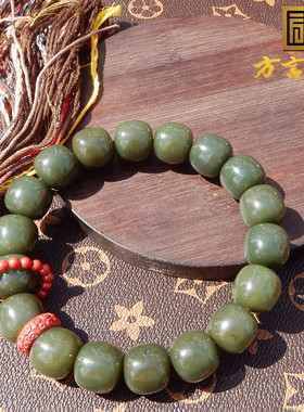 新疆沙枣青籽料双色18mm老型手串