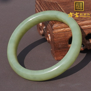 方言和田玉新疆若羌高脂细润青黄口料59.5mm小众简约时尚手镯子A6