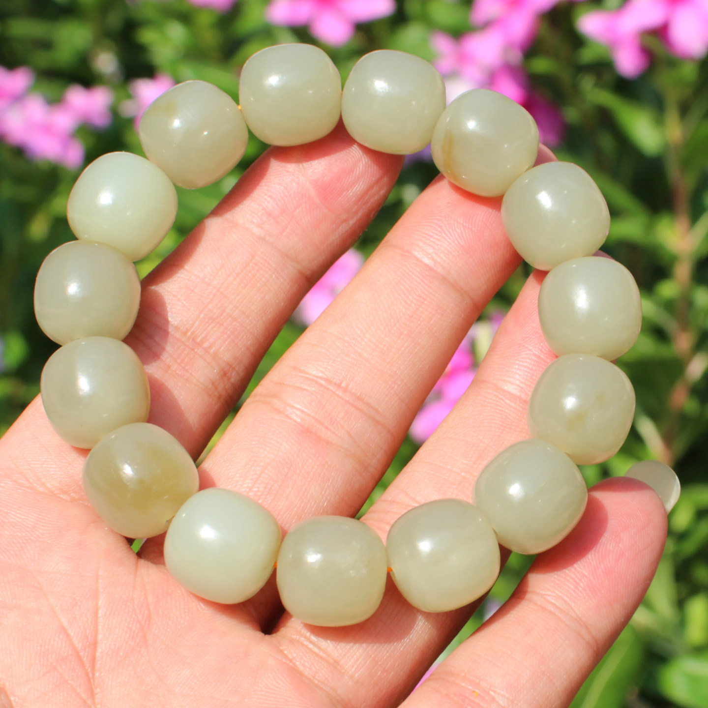 糖白玉14mm老型珠手串手链