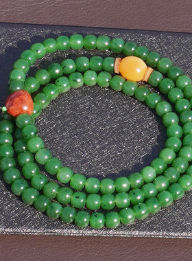 方言品牌新疆戈壁碧玉阳绿色手串