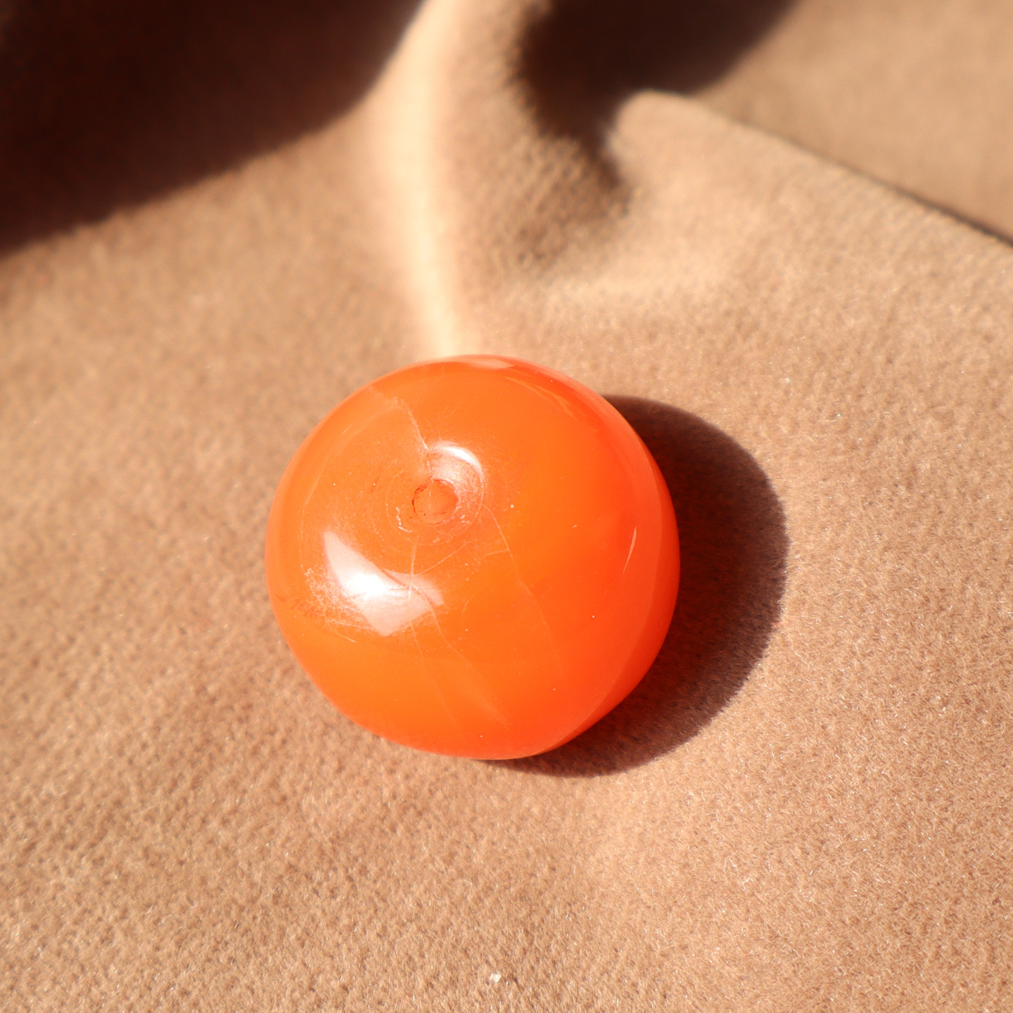 方言品牌和田玉云南保山天然原石柿子红南红玛瑙平安扣吊坠挂件A2