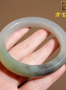 青海老坑细润三色烟紫翠正装手镯