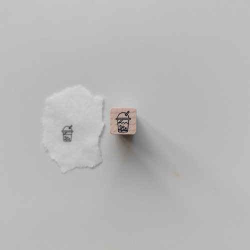 奶茶1cm迷你木质小印章