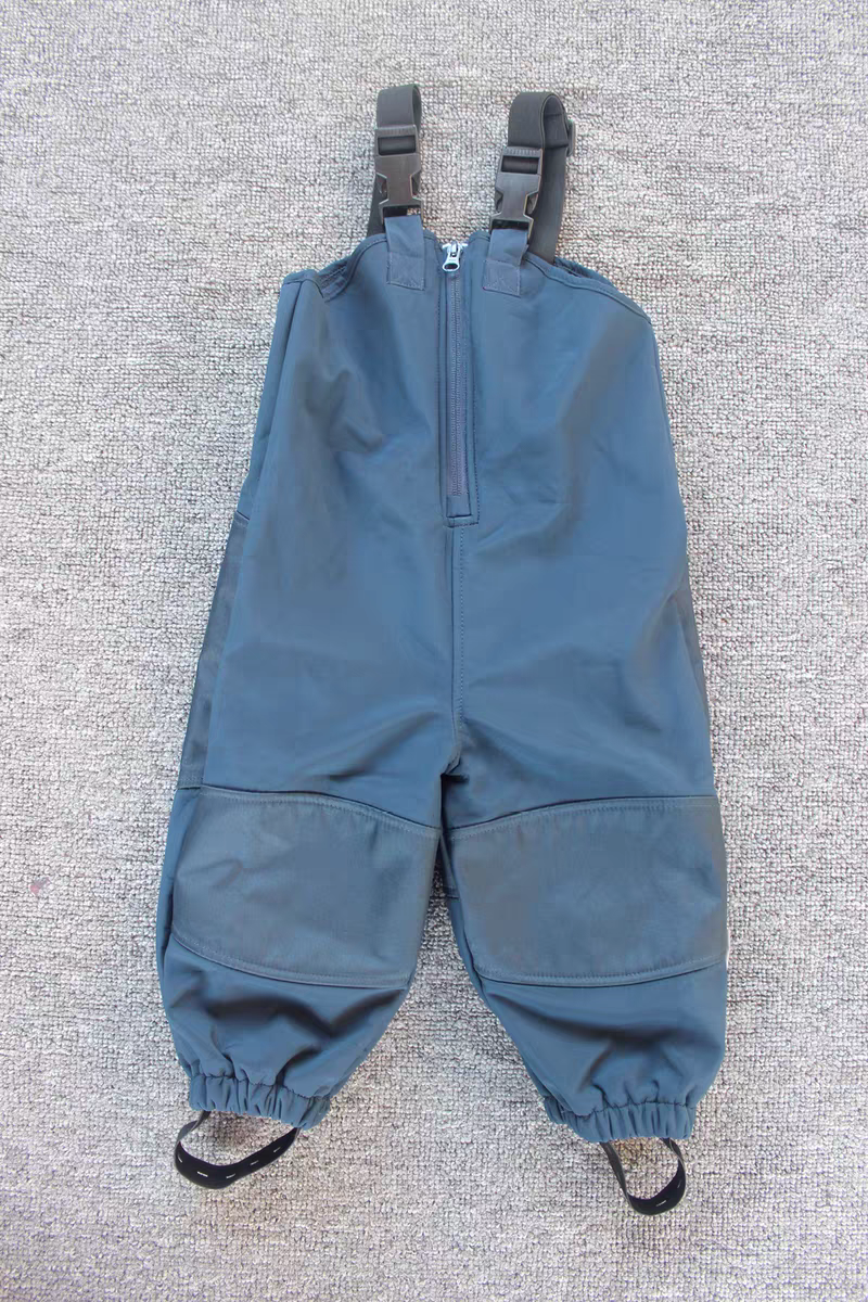 男童冲锋裤秋冬儿童加绒软壳防风水宝宝户外一体绒长裤连体滑雪裤