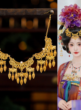 唐风蝴蝶镂空流苏汉服眉心链