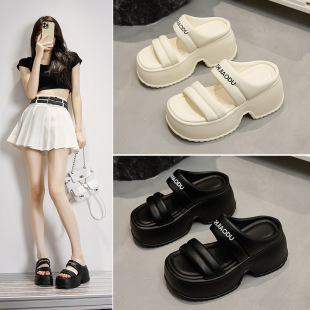 厚底增高女鞋 仙女风坡跟沙滩鞋 女夏外穿精致2024新款 罗马凉鞋