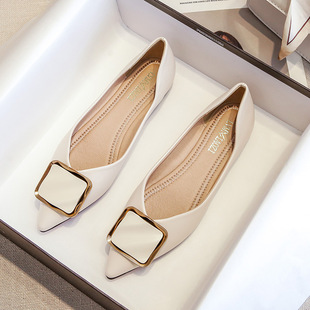 小码女鞋313233单鞋女平底鞋春秋34软底百搭尖头瓢鞋大码41一43