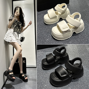 厚底增高女鞋 仙女风坡跟沙滩鞋 女夏外穿精致2024新款 罗马凉鞋