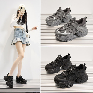 小码女鞋313233炸街小码厚底老爹鞋女增高7cm百搭轻便运动休闲鞋