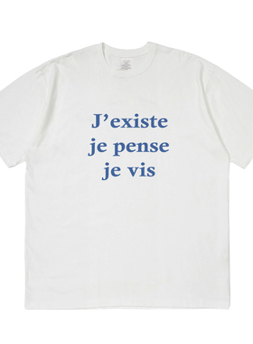 je pense短袖t恤夏季设计感小众情侣男女宽松圆领上衣