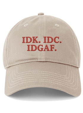 IDK.IDC.IDGAF.鸭舌帽韩国男女情侣百搭刺绣棒球帽显脸小遮阳帽子