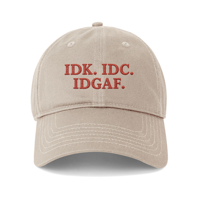 IDK.IDC.IDGAF.鸭舌帽韩国男女情侣百搭刺绣棒球帽显脸小遮阳帽子