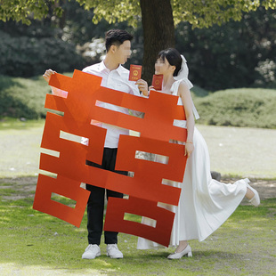 超大号喜字领证登记拍照道具婚礼结婚婚房装饰用品跟拍小物件饰品