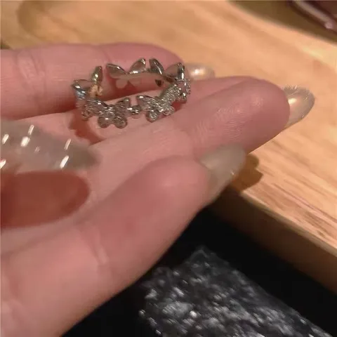 蝴蝶森系简约指环时尚个性戒指小众可调节开口ins网红韩版设计女