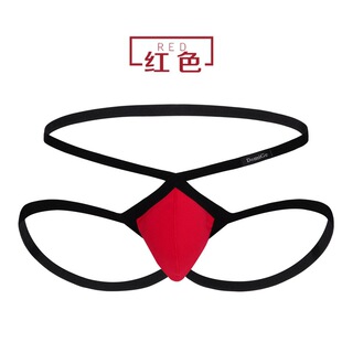 杜米国际男士性感双丁字内裤弹力棉低腰透气细带X型裤镂空t字裤潮