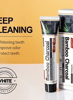 跨境~Toothpaste牙膏100g清新口气~薄荷竹炭清洁牙齿清新口腔护理