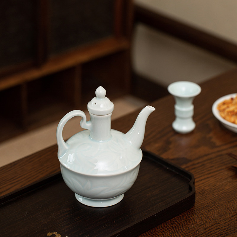 景德镇陶瓷酒壶分酒器酒具套装家用白酒杯酒盅一口杯影青汉代酒壶