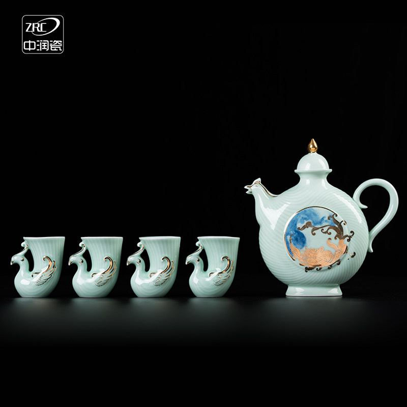 景德镇陶瓷酒具套装青瓷仿古酒壶中式分酒器家用酒盅小杯白酒杯