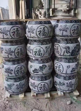 嘉祥石雕柱墩石天然青石石雕中式包柱石柱脚石仿古石墩子底座