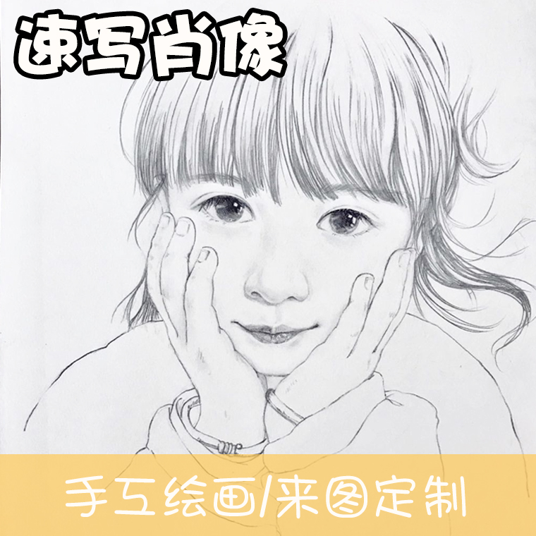 手绘肖像自画像定制装饰礼物速写素描彩铅代画真人照片全家福创意图片