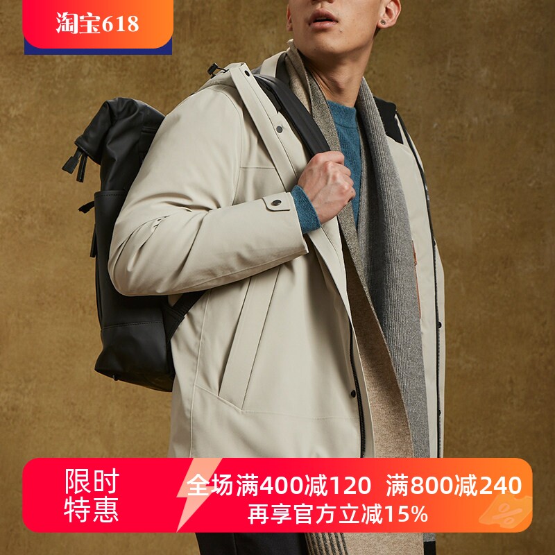 TONY WEAR汤尼威尔男式秋冬连帽立领中短款保暖休闲鹅绒服外套