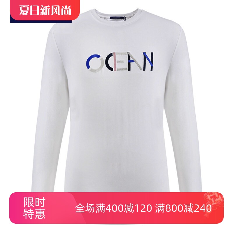 莫代尔绣式绣花圆领长袖恤包邮