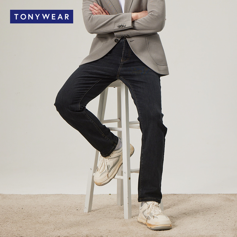 TONYWEAR春秋拉链水洗牛仔裤