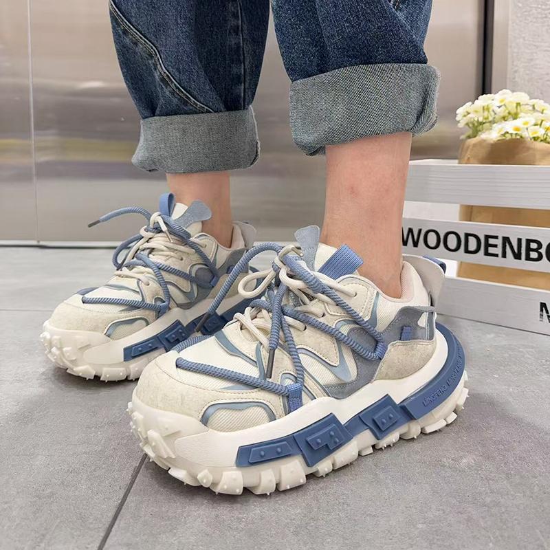 追元素圆头系带真皮运动休闲鞋