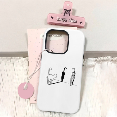 猫咪剪影搞怪适用苹果华为vivo小米oppo红米荣耀一加iPhone16手机壳15promax菲林14卡通i13软套12女mate70pro