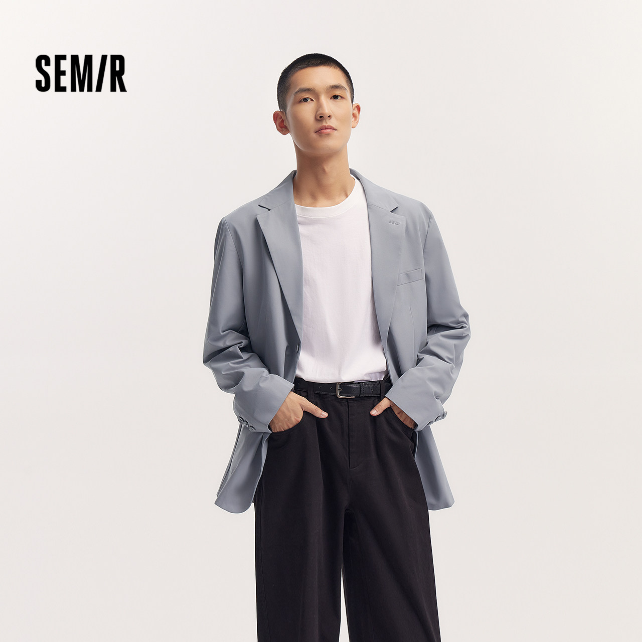森马简约纯色商务通勤休闲西服男