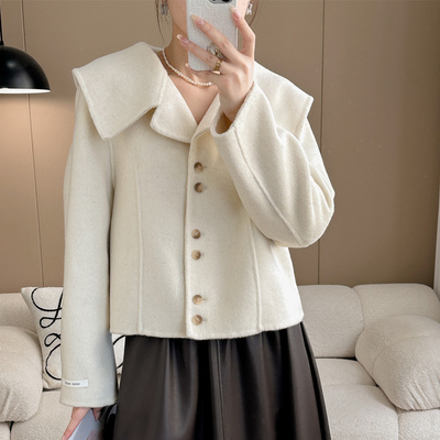 短款双面羊绒大衣韩系