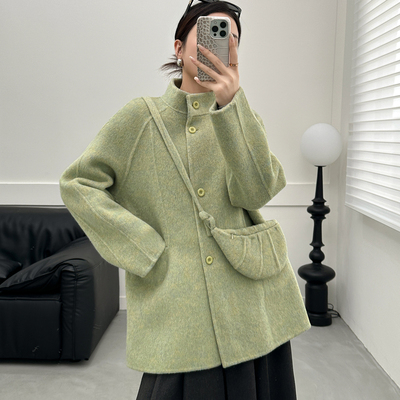 韩版双面羊绒大衣中长款