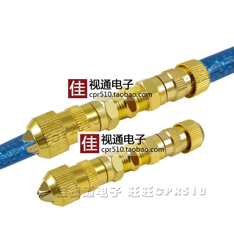 免焊镀金有线电视线对接头/闭路线连接器/直通延长头 竹节英制F头