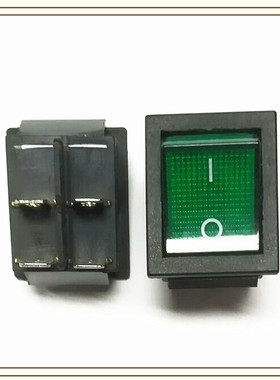 绿色船型开关 翘板开关 KCD2 2档 26*31mm 4脚 6脚 绿色4脚开关