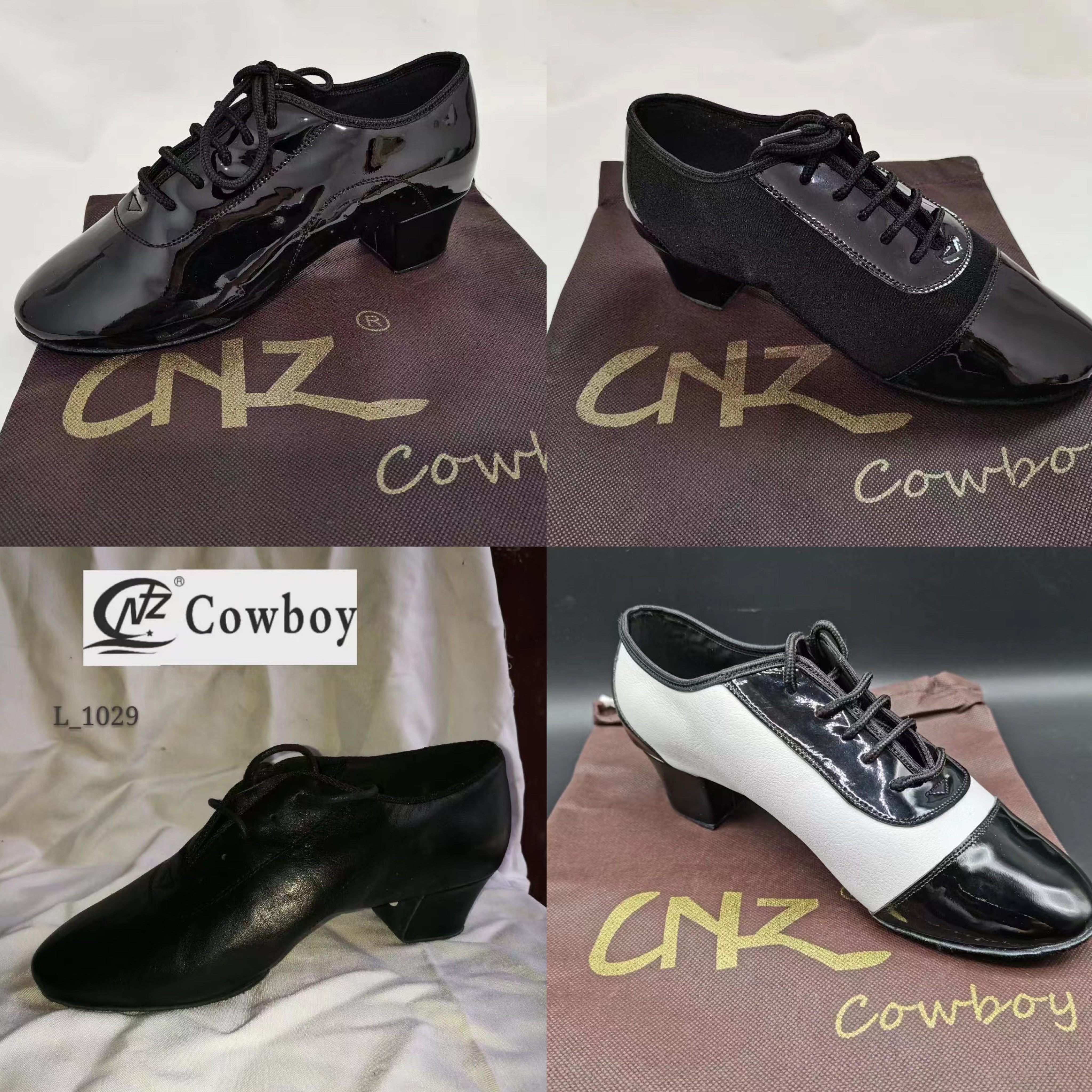 CNZ牛仔拉丁舞鞋定制款式颜色男士成人高跟软底进口软皮高端定制