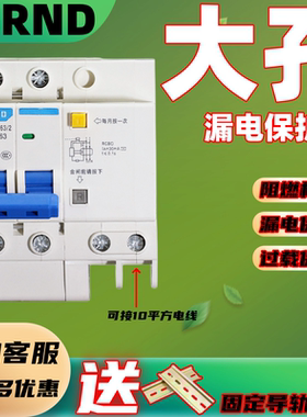 漏电保护器开关大孔款DZ47LE家用漏电带防水盒2p63a短路过载漏保