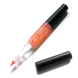 【七十二号笔家】紫檀木拼接粉色树脂玻璃笔文具礼品【乌木樱花】