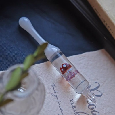 【伊塔斯玻璃】彩墨试色钢笔蘸水笔玻璃水母玛瑙红手作玻璃笔