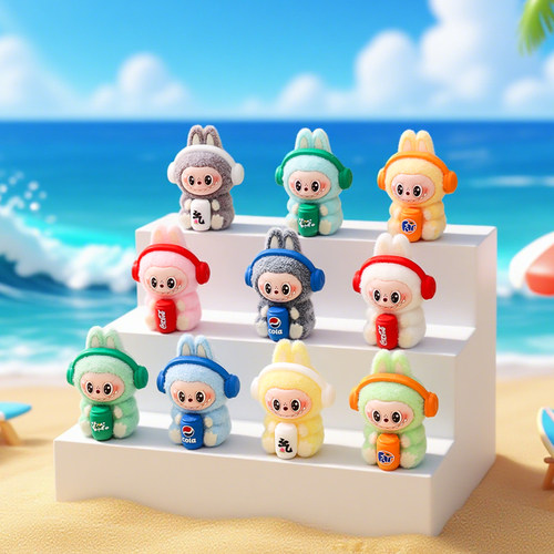 植绒汽水小兔兔萌粒diy装饰品