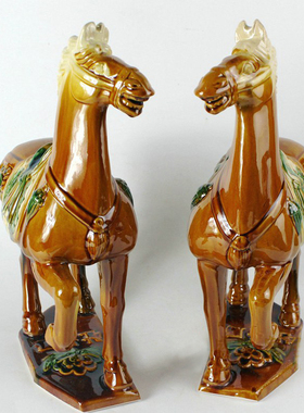 景德镇陶瓷雕塑马唐三彩六骏马家居玄关摆件装饰商务送礼物工艺品