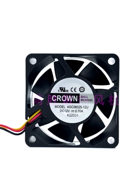 全新CROWN AGC06025-12U 6025 12V 0.70A 6厘米 机箱静音散热风扇