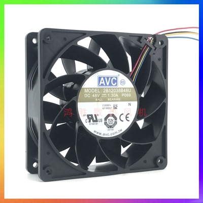 原装 AVC 2B12038B48U DC 48V 1.3A 直流大风量散热风扇 12CM