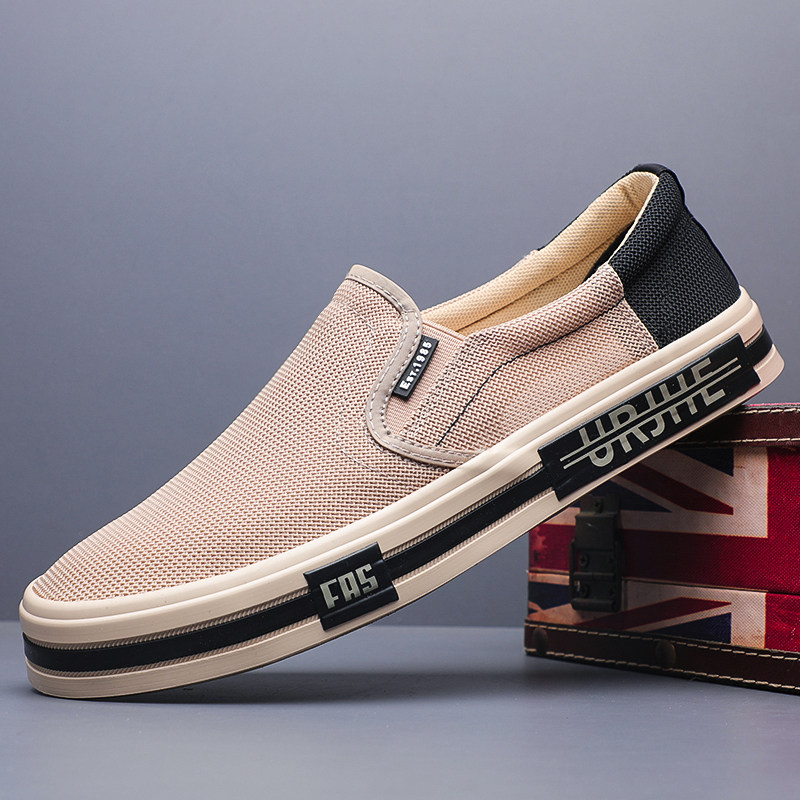 男鞋2026新款春季一脚蹬透气帆布鞋男士休闲鞋软底板鞋网面潮鞋子