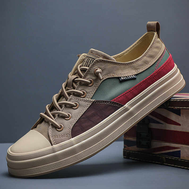 男鞋2026年新款春季潮鞋男士帆布布鞋百搭休闲鞋低帮系带软底板鞋