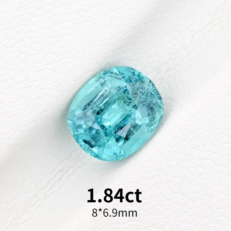 1.84ct阿富汗天然蓝绿碧玺枕形Tiffany蓝裸石小克拉戒面彩宝定制