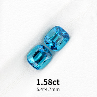1.58ct配对Lagoon碧玺裸石小克拉枕形戒面宝石蓝绿碧玺珠宝定制