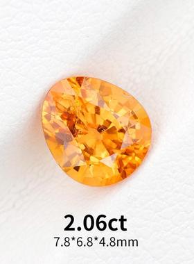 2.06ct天然芬达石裸石异形切割宝石金橙色戒面全反火芬达石榴石