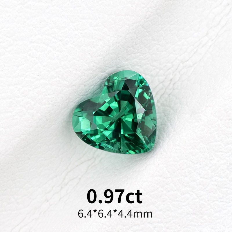 0.97ct天然蓝绿碧玺全净精切全反火碧玺戒面裸石心形小克拉彩宝